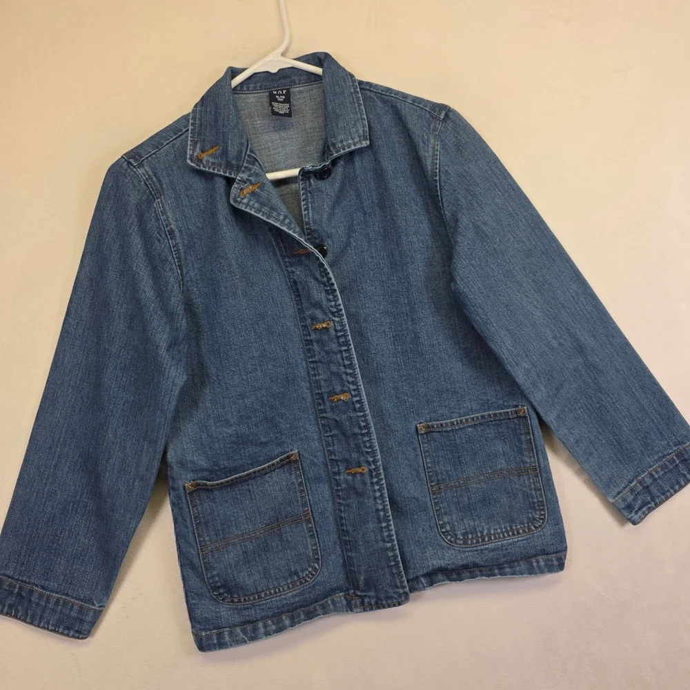 GAP‎ Denim Jacket Girls XL 12 Blue Y2K Preppy Classic School Minimalist Academia